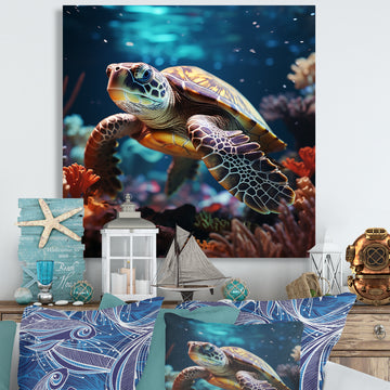 Tranquility Of A Turtle In A Dream - Turtle Framed Canvas Art
